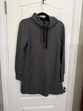 Gaian - Women’s Charcoal Gray Hooded Sweatshirt Dress light weight